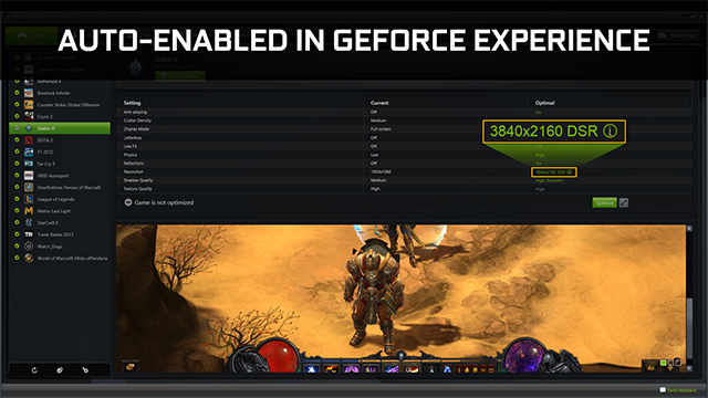 DSR auto-enabled in GeForce Experience