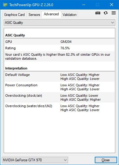 GPU-Z Advanced info screenshot